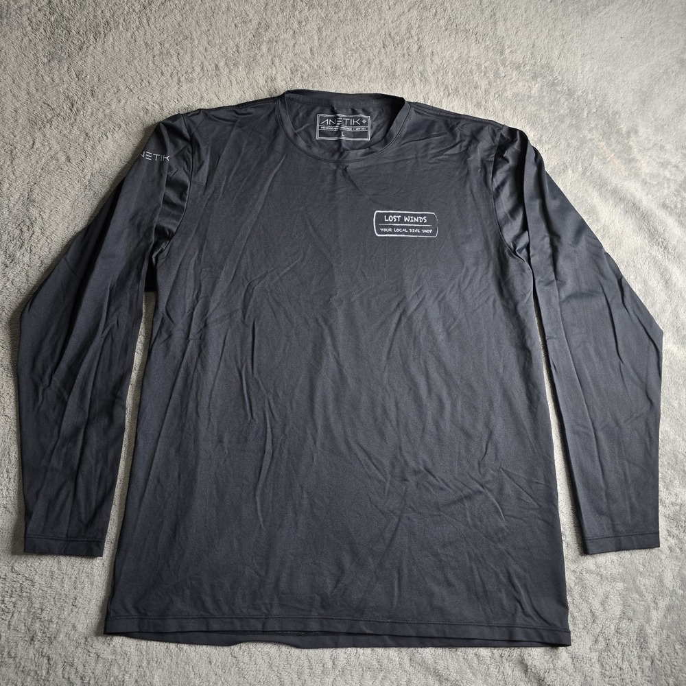 Anetik Premium Performance Shirt Mens Large Black Long Sleeve Stretch Athleisure